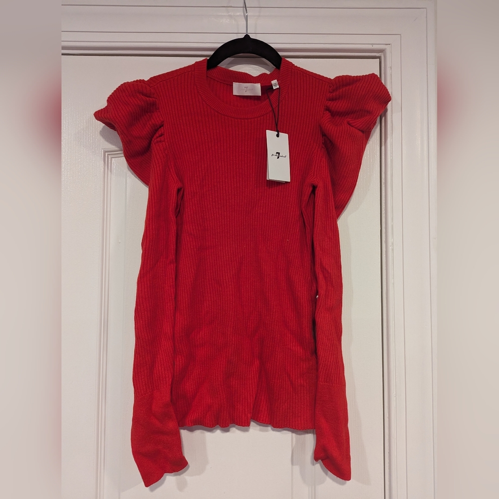 NWT 7 for all man kind ruffle shoulder top